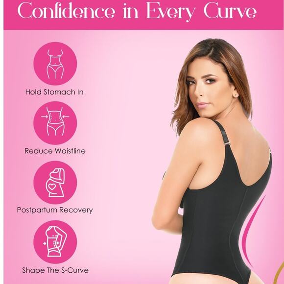 NWOT Ann Michell Briana Post-Surgery Open Bust Bodysuit Hourglass Shapewear S - Picture 3 of 11